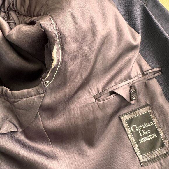 Vintage Christian Dior Monsieur Wool/Mohair Sport Coat Blazer Navy - Picture 8 of 12